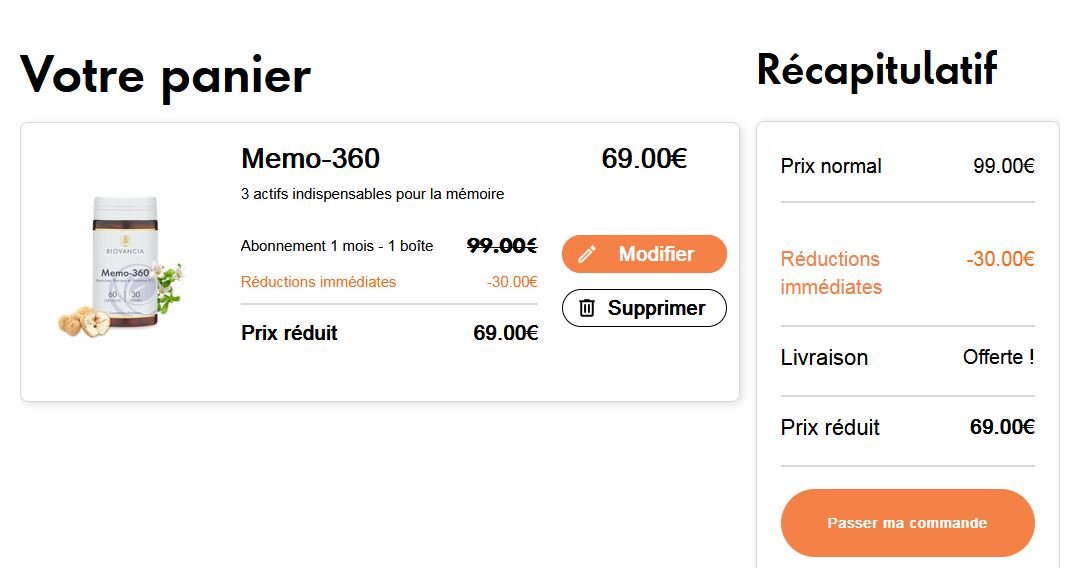 Biovancia Memo 360 Avis