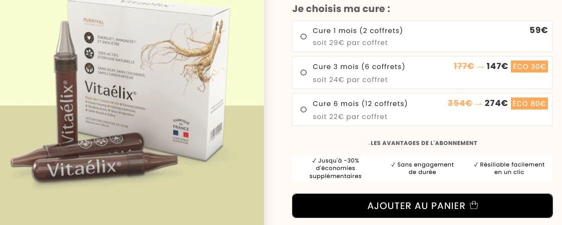 Purvival Vitaelix Prix